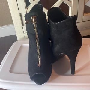 Black Booties with Gold Zipper